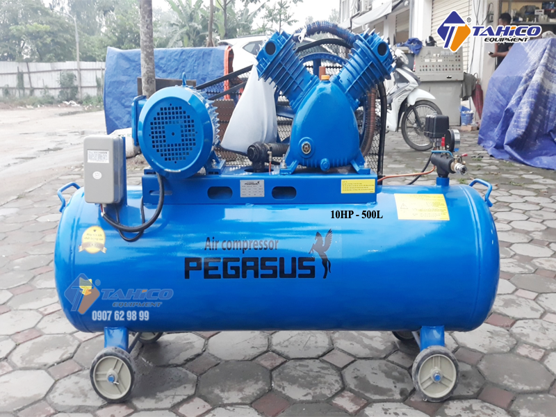 Máy nén khí dây đai Pegasus 10HP 1 cấp dùng điện 3 pha TM-W-1.0/8-500L cực kì tiết kiệm điện năng tiêu thụ nên dòng máy này đóng vai trò quan trọng trong nhiều ngành công nghiệp