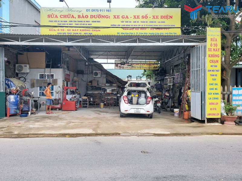 Lắp đặt tiệm rửa xe - làm lốp cho anh Hoàng ở Cẩm Khê, Phú Thọ