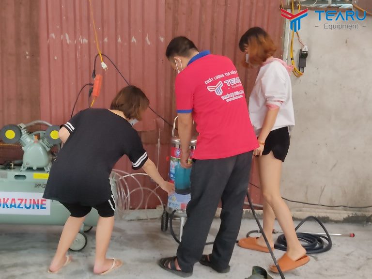 Lắp đặt trạm rửa xe 1 pha cho anh Hưng ở Từ Liêm, Hà Nội