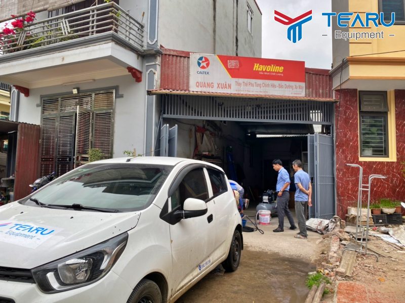 Lắp đặt tiệm rủa xe máy cho anh Xuân ở Long Biên - Hà Nội 