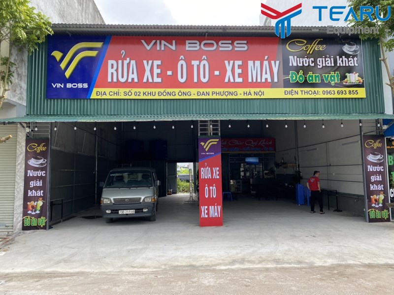 Hoàn thành lắp đặt tiệm rửa xe 1 pha cho anh Bình ở Hà Nội