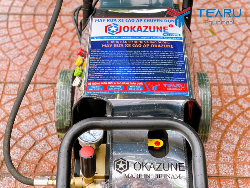 Các thông số kỹ thuật máy rửa xe áp lực cao Okazune OK2200VN 3Kw khá chi tiết