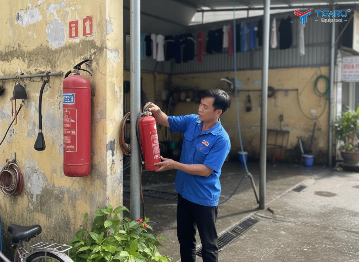Tiệm rửa xe cần Trang bị đầy đủ bình chữa cháy ngay từ đầu