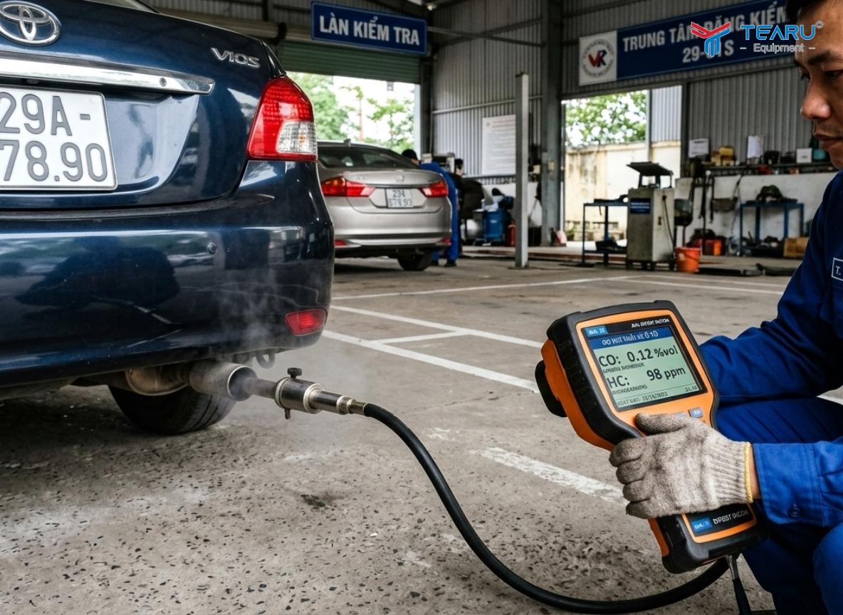 Kỹ thuật viên sẽ đạp ga để tăng vòng tua lên khoảng 3000 – 4000 vòng/phút trong vài giây để kiểm tra khí thải