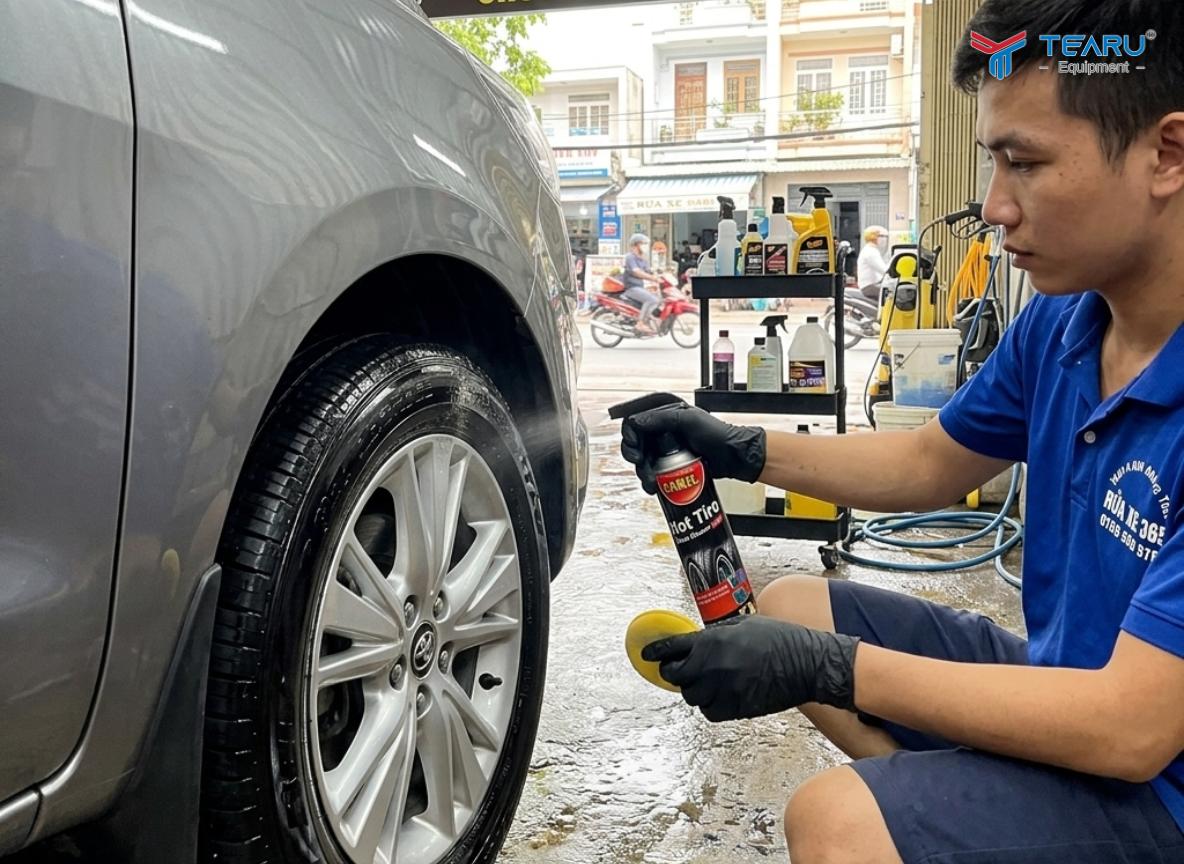 Dưỡng bóng lốp giúp tăng độ mới cho xe và ngăn lão hoá cao su