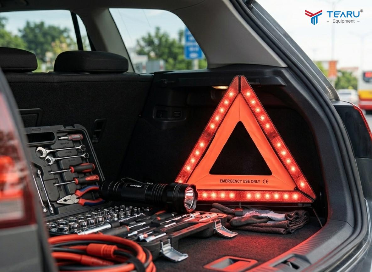 Danh Sách Dụng Cụ Cần Thiết Trên Xe Ô Tô Mà Tài Xế Nên Trang Bị 3 Đèn pin hoặc đèn cảnh báo khẩn cấp sẽ giúp bạn dễ dàng quan sát và sửa chữa xe.