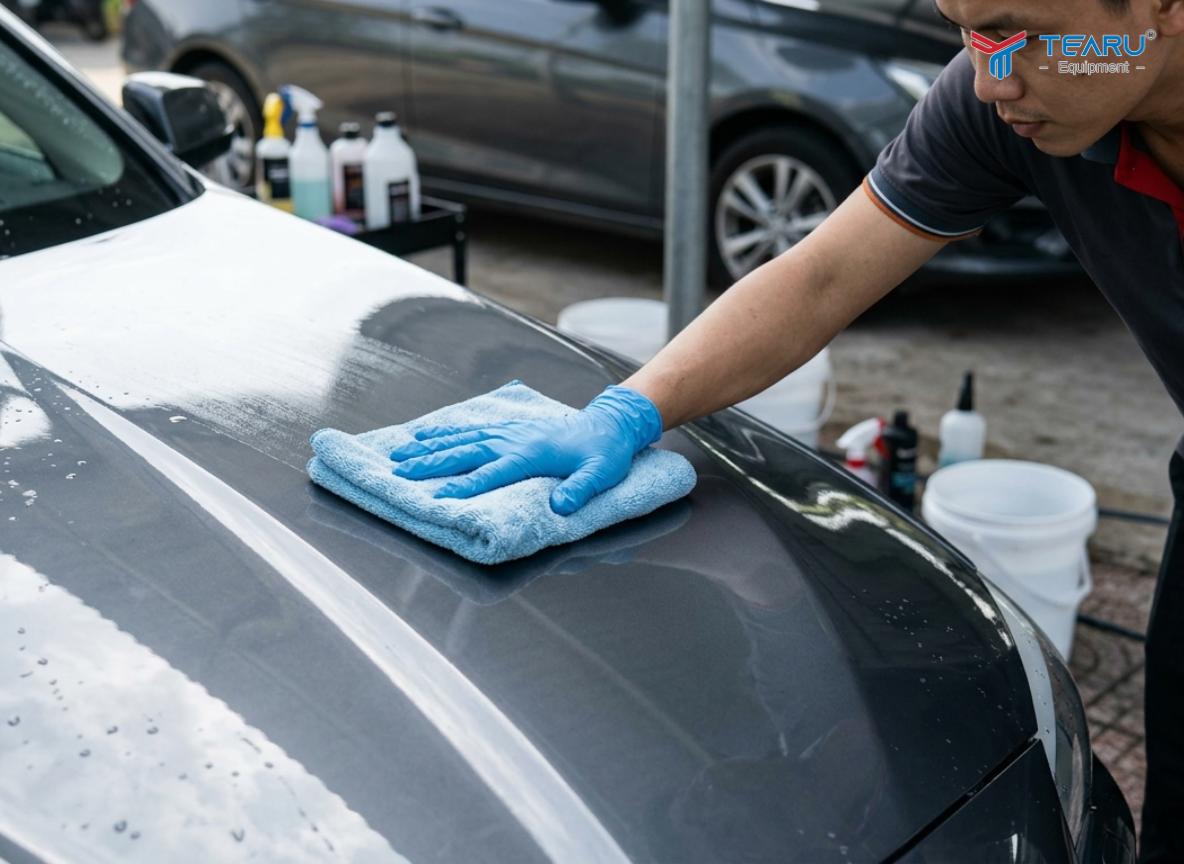 Rửa Xe Bằng Nước Giếng Có Gây Hại Không? Sự Thật Bạn Cần Biết 3 Cần lau khô bề mặt ngay sau khi rửa không để nước tự khô trên bề mặt sơn