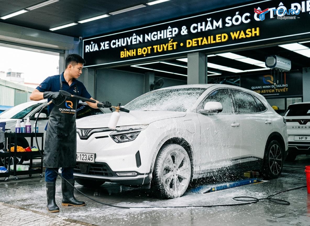 Không xịt trực tiếp vào các cảm biến camera xe ô tô điện