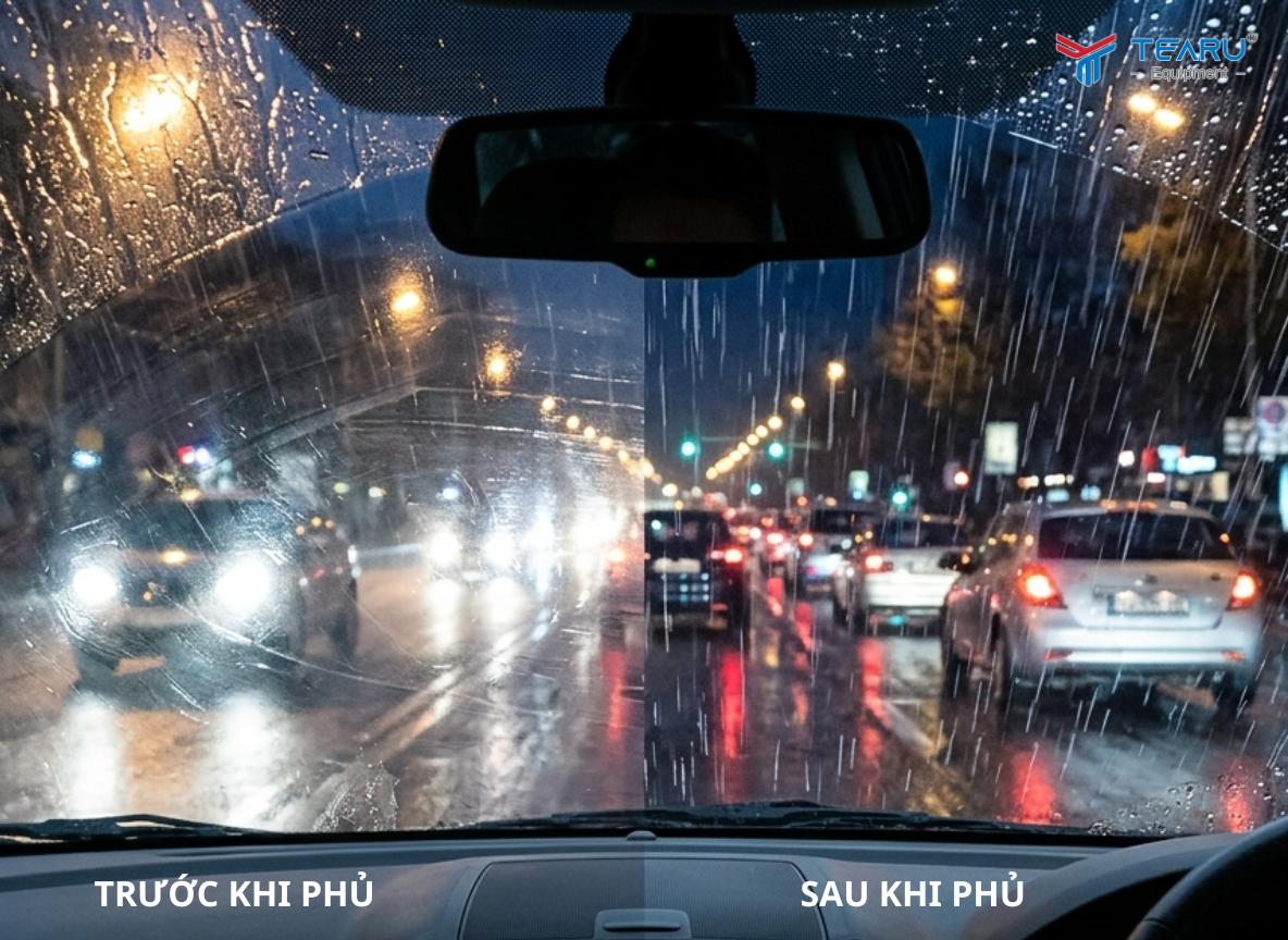 Phủ kháng nước kính lái xe ô tô giúp tăng tầm nhìn an toàn hơn khi lái xe
