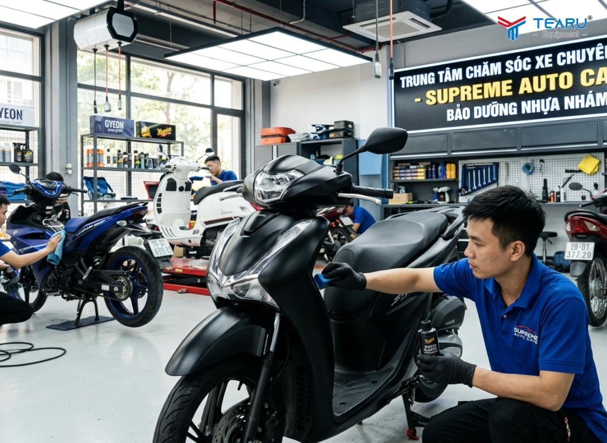 Mẹo Bảo Dưỡng Nhựa Nhám Trên Xe Máy Không Bị Phai Màu 2 Cần vệ sinh nhựa nhám trước khi dưỡng
