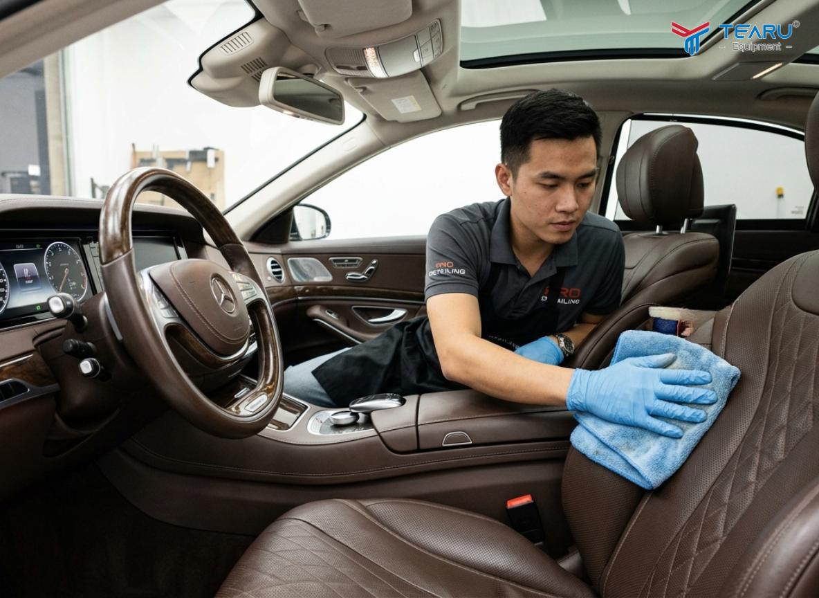Dung Dịch Vệ Sinh Da Ghế Ô Tô Có Thực Sự Hiệu Quả? 4 Lau sạch lại bằng khăn mềm sau khi vệ sinh ghế da
