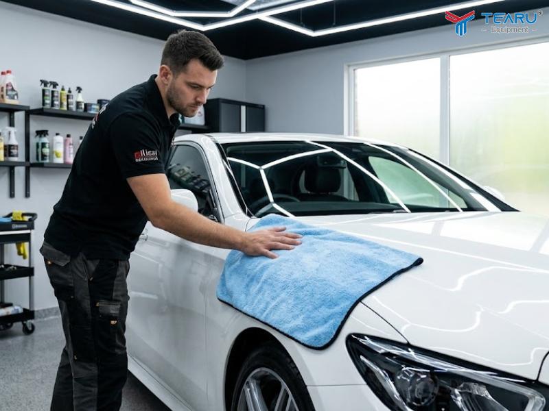 Những Lưu Ý Khi Rửa Xe Mới Phủ Ceramic 3 Nên sử dụng khăn microfiber mềm lau khô bề mặt xe sau khi rửa để tránh xước xe