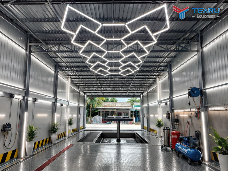 Đèn LED tổ ong gara ô tô: Công dụng và cách lựa chọn 3 Thiết kế hệ thống đèn LED giúp tiệm rửa xe sáng rõ, hiện đại và chuyên nghiệp.
